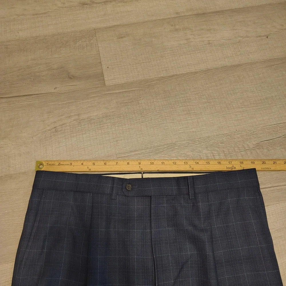 Cremieux Loro Piana Wool Suit Blue Glen Plaid 2 Button Blazer Pants 44 Long